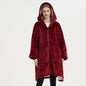 Unisex Ultra Thick Lamb Velvet Pajamas With Hooded Blanket And Zipper For Winter Sleepwear