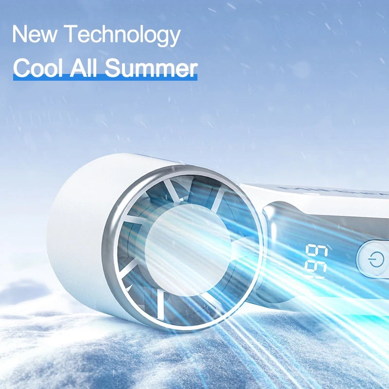 Portable Handheld Plastic Mini Fan With Led Display On The Go