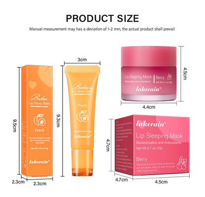 Lip Care Kit Moisturizing  Lip Glowly Balm Sleeping Lip Mask Deep Hydrate Night Sleep Mask Reduce Lip Lines Remove Dead Skin