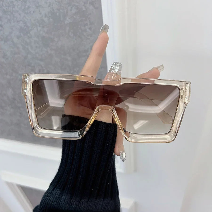 Sunglasses oversized square with gradient lenses and transparent plastic frame