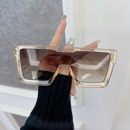 Sunglasses oversized square with gradient lenses and transparent plastic frame