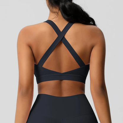 Women’s Yoga Bra Crop Top Nylon Elastane Supportive Sling Back