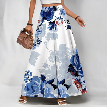 Women's Polyester Palazzo Pants With Pockets And High Waist And Wide Leg Flowing Silhouette