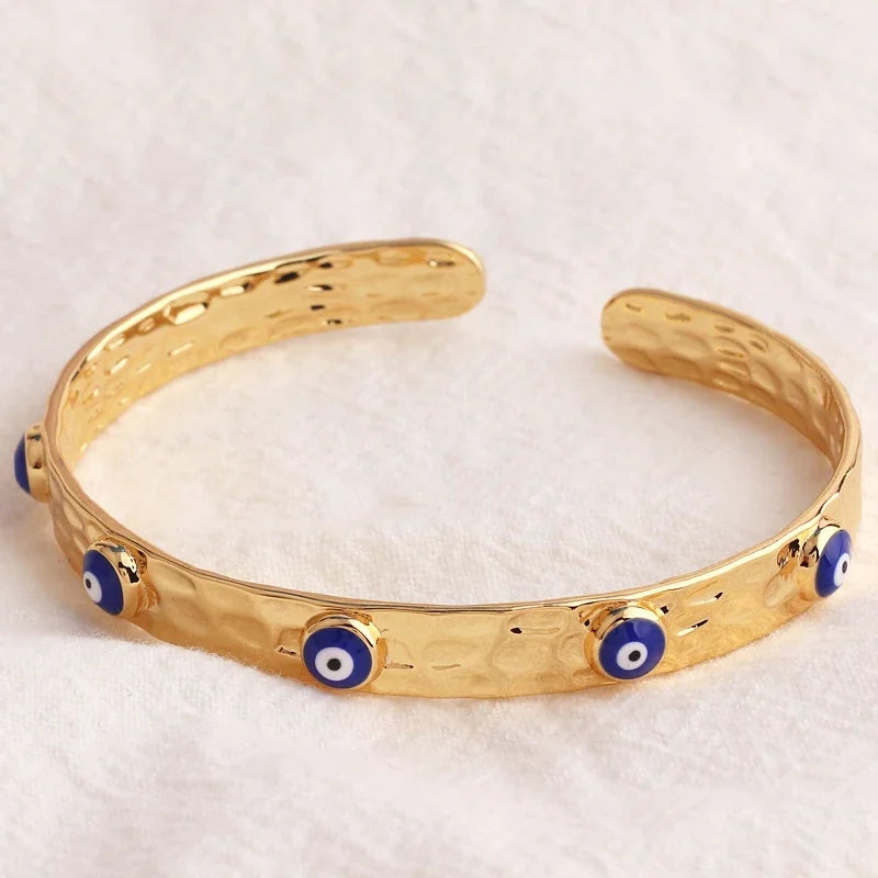Women’s gold-plated evil eye crystal cuff bracelet