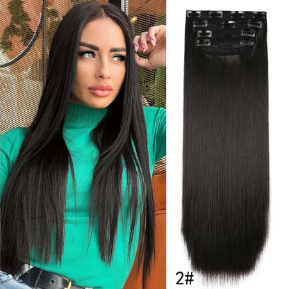 Synthetic Clip In Hair Extensions 11Color Synthetic Clip In Hair Extensions Long Wavy 4Pcs/Set Piece 11 Clip-In Hairpieces