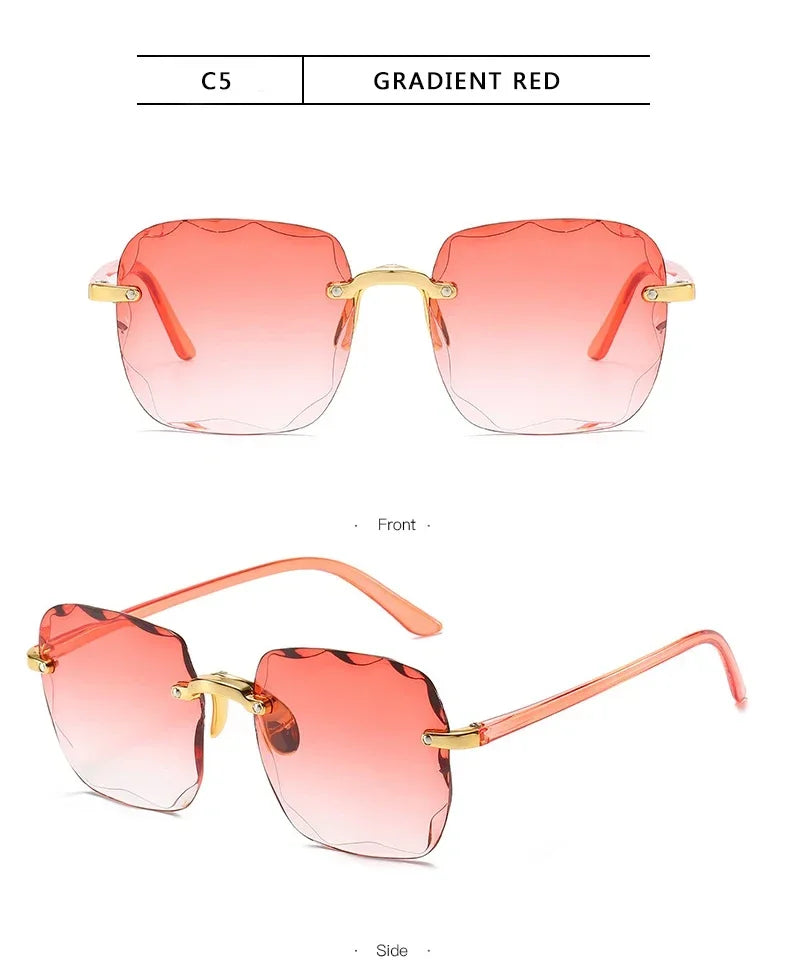 Rimless Sunglasses Unisex Square UV400 Protection All Day Comfort