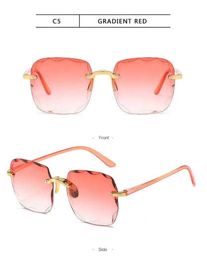 Rimless Sunglasses Unisex Square UV400 Protection All Day Comfort