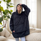 Women's Polyester Hooded Blanket with Kangaroo Pocket and Fleece Texture One Size