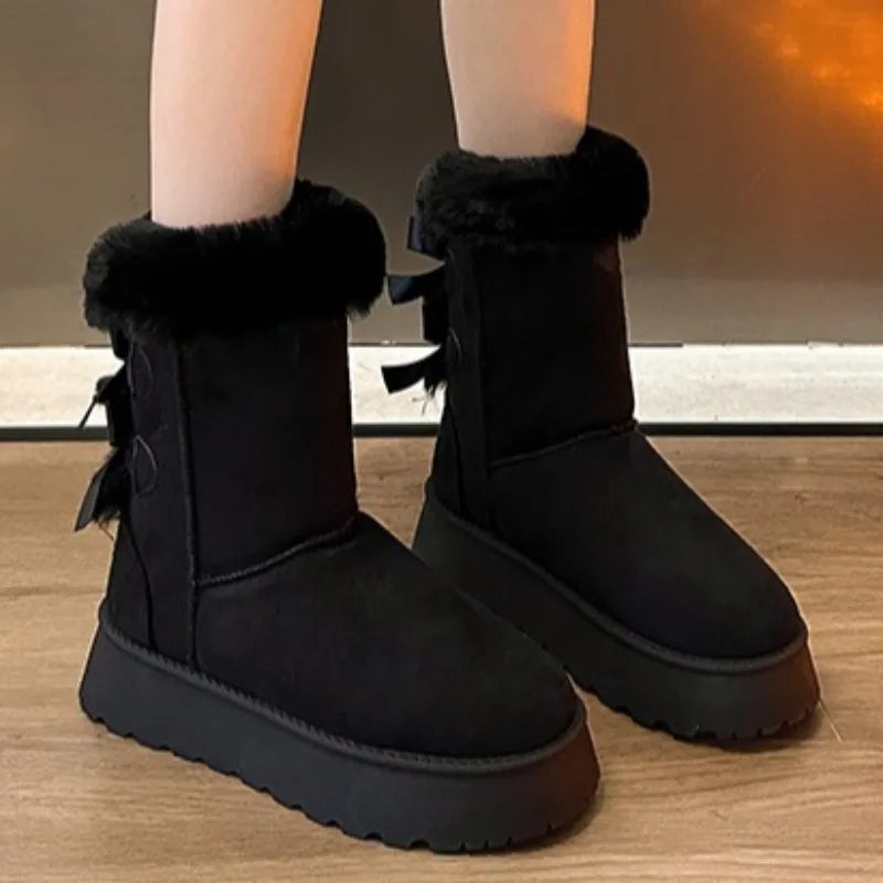 Weatherproof Slip-On Snow Boots for Women with Mid Calf Comfort