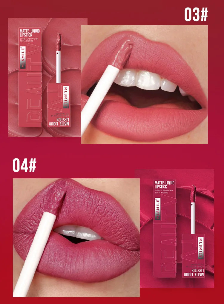 3 PCS Matte Ink Liquid Lipstick Long Lasting Velvet Nude Lip Gloss Non-stick Cup Waterproof Lips Tint Waterproof Make Up