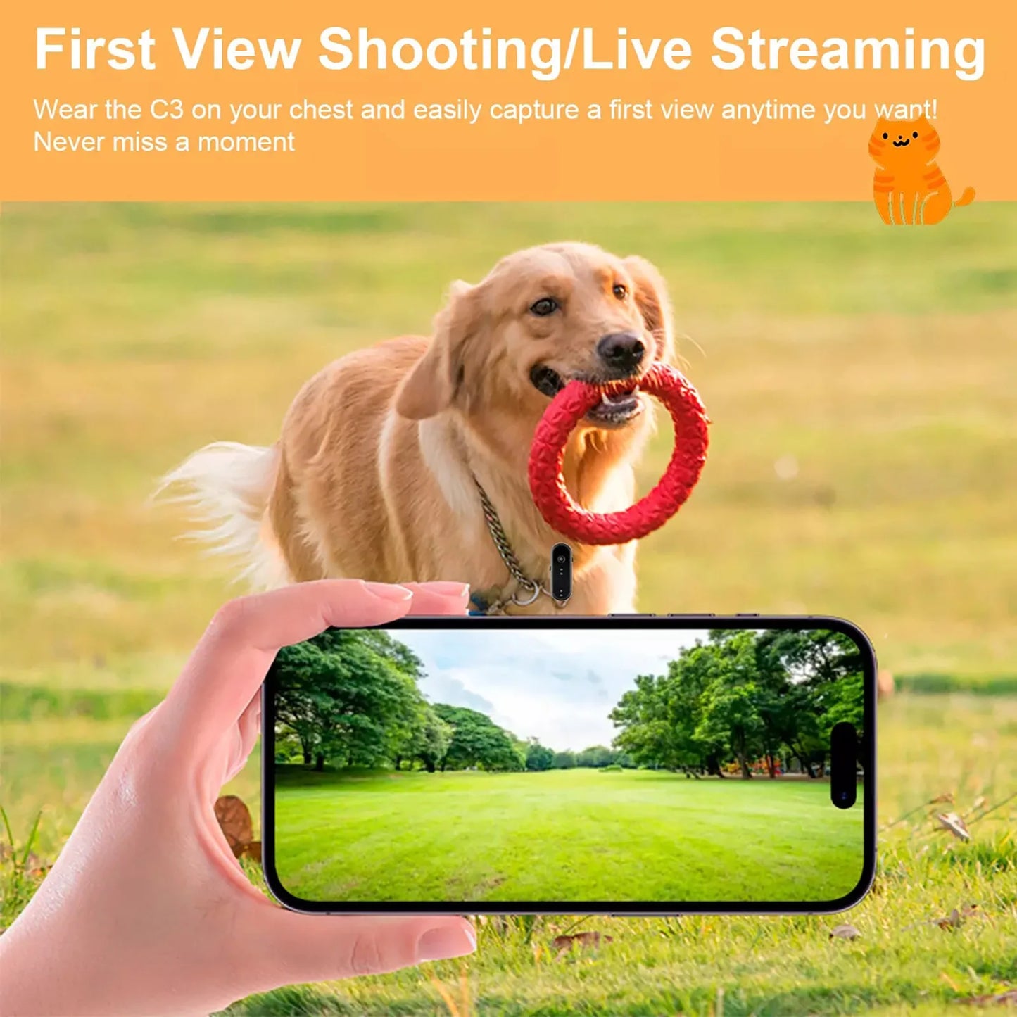 2-in-1 Pet Camera Collar - The ultimate fusion of pet POV and home security. Wireless Pet Dog Cat Collar Camera 120 Degree Wide Angle Pet Sports Action Camera Monitor For Video Records Indoor Outdoor 32GB