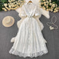 Designer Runway Lace Blazer Dress – Luxury Embroidered Long Gown for Elegant Evenings