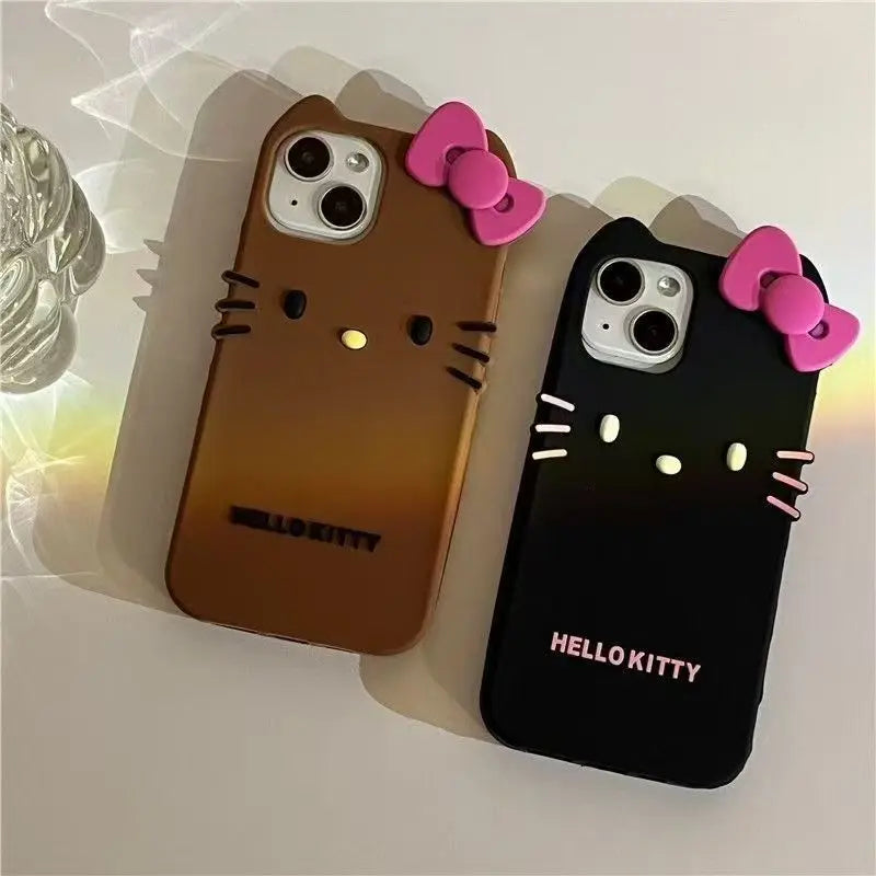 Playful Phone Case with Cat Silhouette Design and Soft Grip