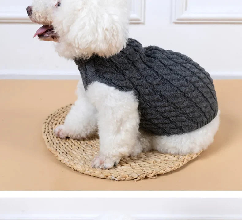 Knitted turtleneck dog sweater for everyday walks and lounging