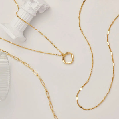 Layered Gold Necklaces for Women Stackable14K Gold Silver Plated Circle Paperclip Chain Pendant Choker Necklace Set For Woman