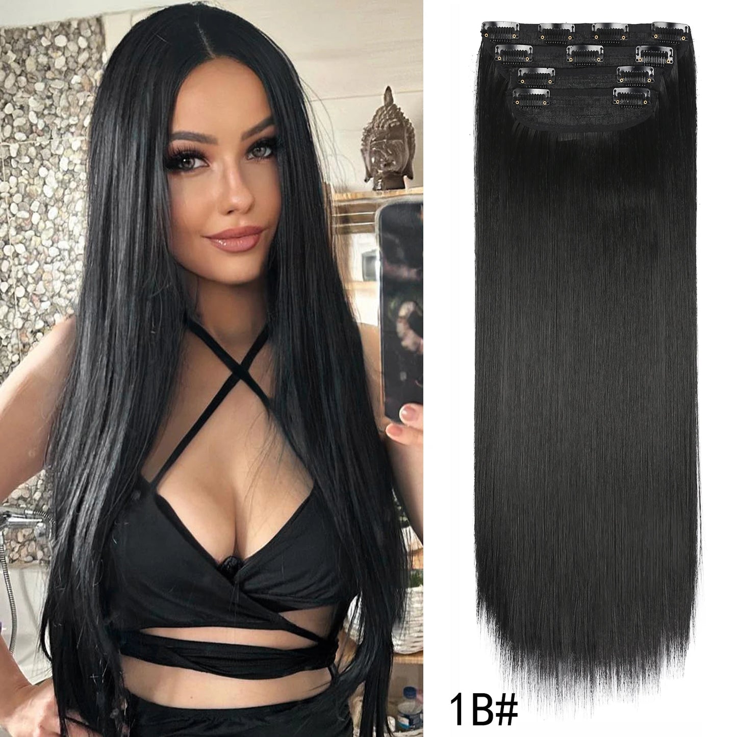 Synthetic Clip In Hair Extensions 11Color Synthetic Clip In Hair Extensions Long Wavy 4Pcs/Set Piece 11 Clip-In Hairpieces