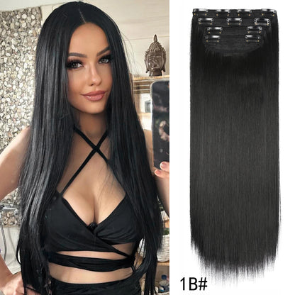 Synthetic Clip In Hair Extensions 11Color Synthetic Clip In Hair Extensions Long Wavy 4Pcs/Set Piece 11 Clip-In Hairpieces