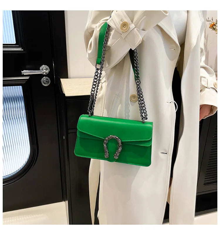 Square Crossbody Bag with Chain Strap for Women Durable Lightweight