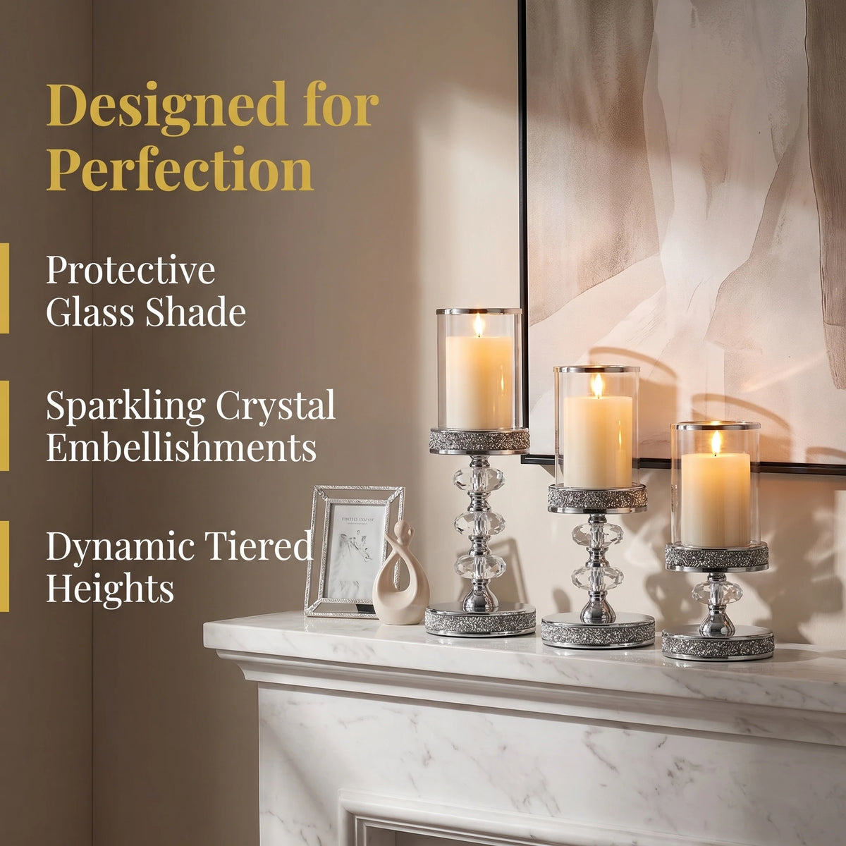 Candle holder with shade, available singly or as a set