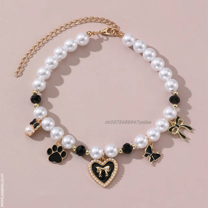Imitation Pearl Cute Dog Necklace Pet Collar Accessories Jewelry Neck Chain For Small Dogs Large Dog Cats necklace