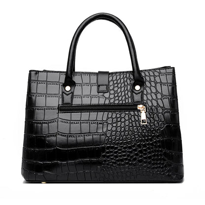 Crocodile-pattern handbag set with shoulder bags