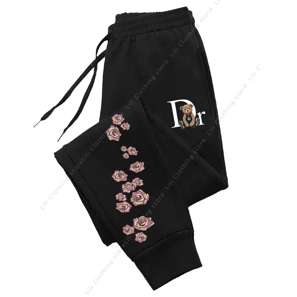 Soft Joggers with Bear Graphic Fleece-Lined for All Day Warmth