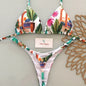 Women's Triangle Lace-Up Bikini Set with Adjustable Straps and Thong Bottom