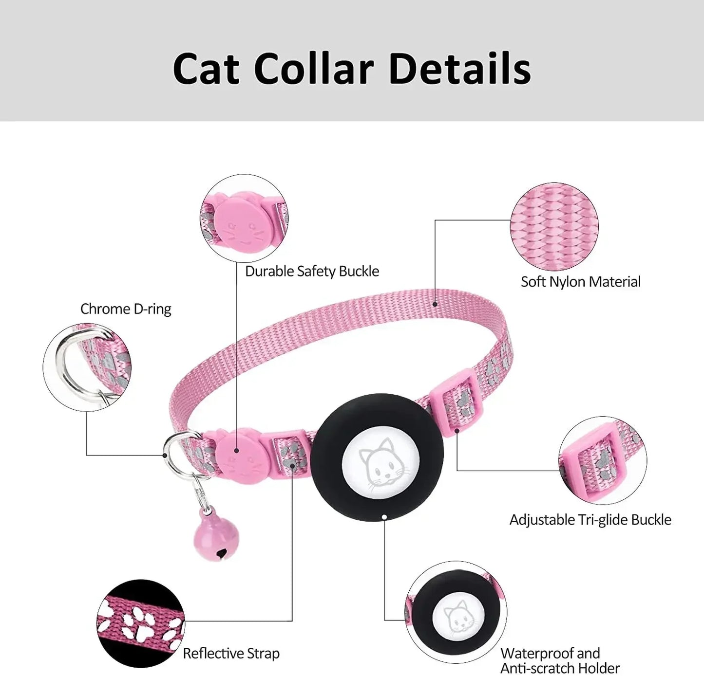 Reflective GPS Pet Tracker Collar With Breakaway Waterproof Housing