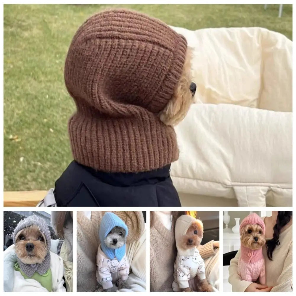 Dog Knitted Hat With Hooded Scarf Wool Cozy Winter Look