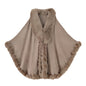 Women Faux Fur Neck Winter Poncho Overcoat Cape Thick White Black Warm Shawl Cloak Big Pendulum Cardigan Loose Coat