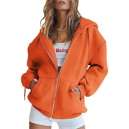 Women's Hoodie With Zip Front Long Sleeves for casual wear