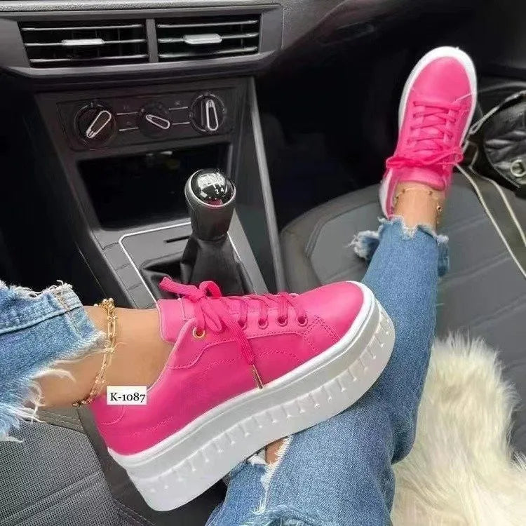 2026 Leather Platform Sneakers for Women – Lightweight PU Casual Shoes | Merch Gone Viral