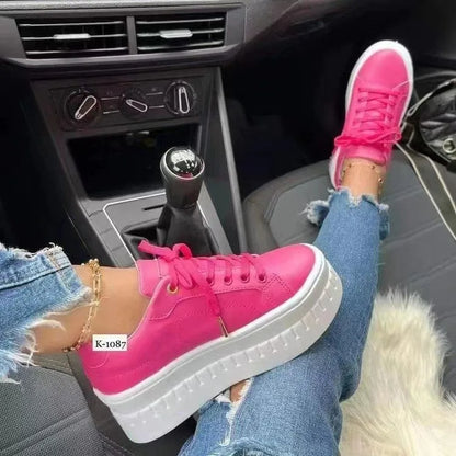 2026 Leather Platform Sneakers for Women – Lightweight PU Casual Shoes | Merch Gone Viral