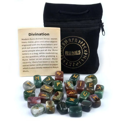 Natural Crystal Agate Rune Set Stones for Divination and Meditation