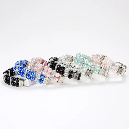 Pet Leash Collar Jewelry Pearl Cat Necklace Small and Medium-sized Dog Harnesses Supplies Wholesale