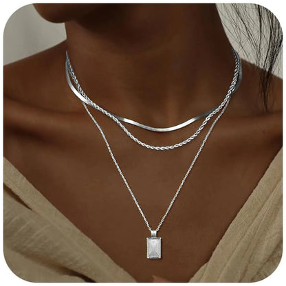 LENNIK European Layered Necklace - Brass Gold Plated Choker Chain Jewelry