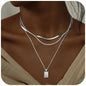 LENNIK European Layered Necklace - Brass Gold Plated Choker Chain Jewelry