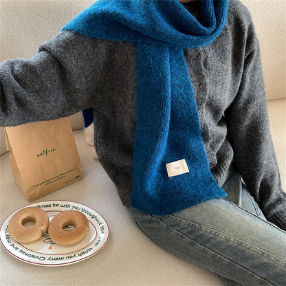 Winter New Woolen Knitted Solid Color Scarf Female Versatile Cold-proof Shawl Women's Thickened Warm Scarves Apparel Accessories