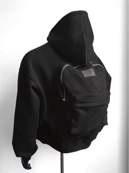 Viral Must Have Backpack Hoodie high street fashion three-dimensional backpack men clothing Y2K trend hoodie oversized casual sportswear