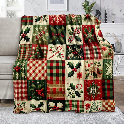 Christmas Patchwork Microfiber Throw Blanket