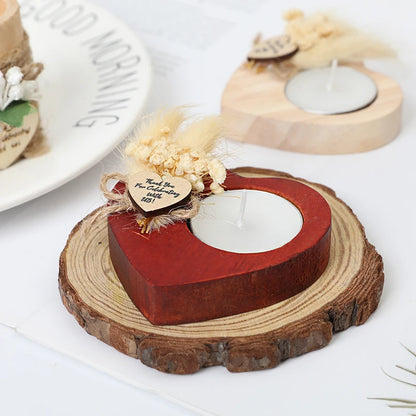 Heart Shaped Wooden Candle Holder Wedding Table Centerpiece
