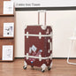 Trendy Retro Luggage Women's Roller Trunk Leopard Print Leather Suitcase 20" Boarding Box Set Waterproof Password Suitcase