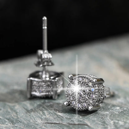 Luxury Exquisite Men's And Women's Earrings, Gold color And Silver color Inlaid Crystal Zircon Fashion Hip Hop Party Jewelry G