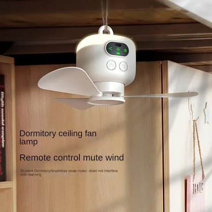 Portable USB Rechargeable Mini Fan With Light For Camping And Dorms