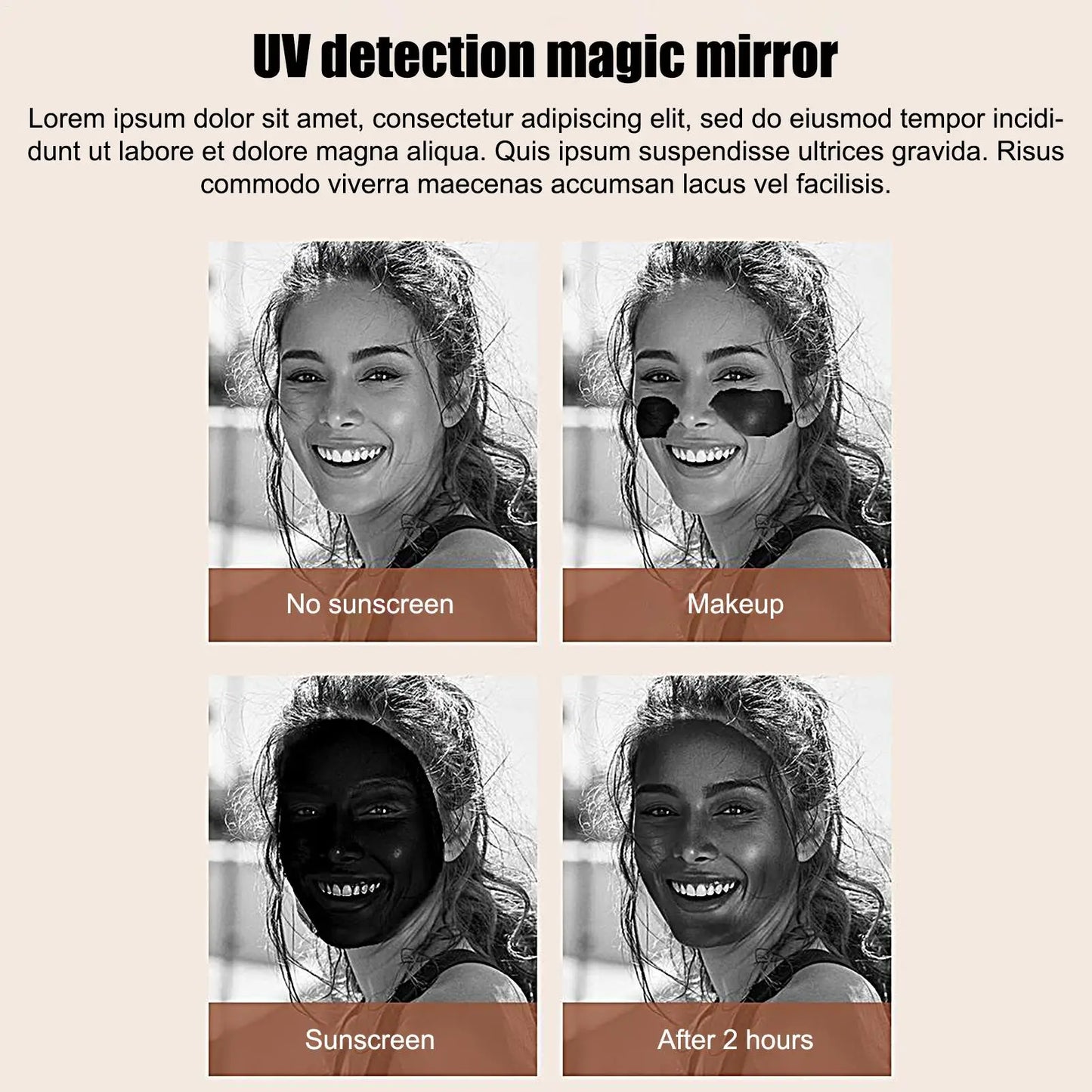NEW UV Smart Sunscreen Makeup Mirror Sunscreen detection mirror UV mirror sunscreen Testing Portable LED light makeup mirror