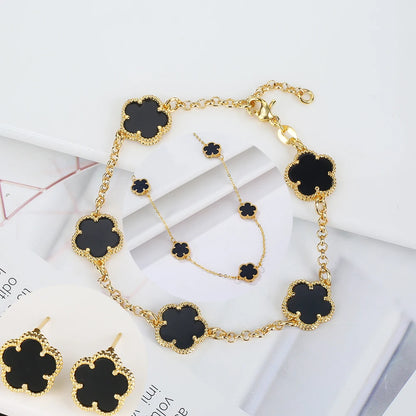Silver Plated Rose Gold Clover Bracelet - Luxurious High Quality Jewelry for Women