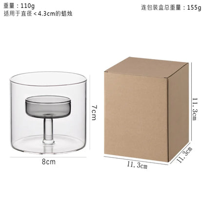 Glass candle holder for block candles and table decor