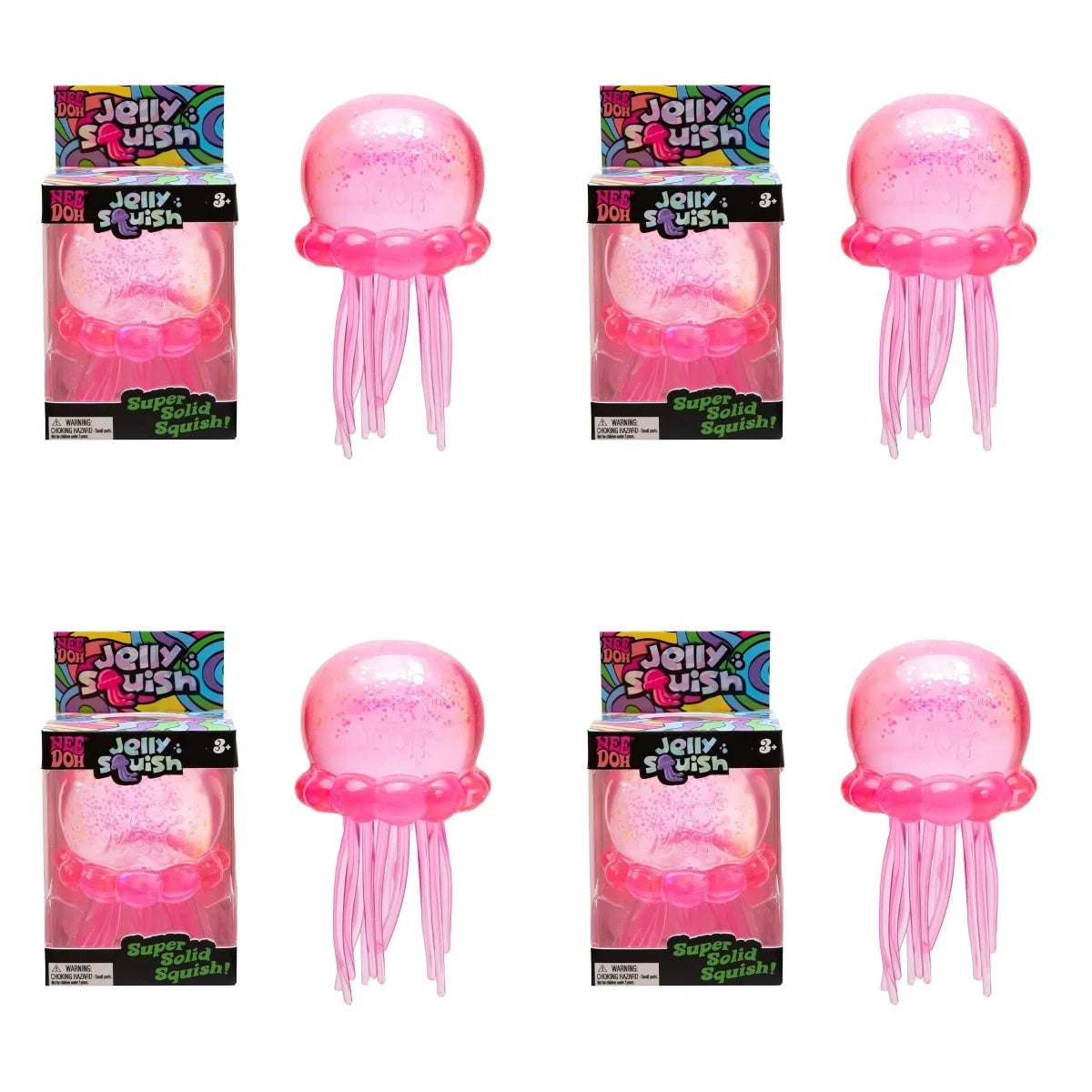 NeeDoh Jellyfish and Cube Plastic Squish Toy For Stress Relief and Sensory Play