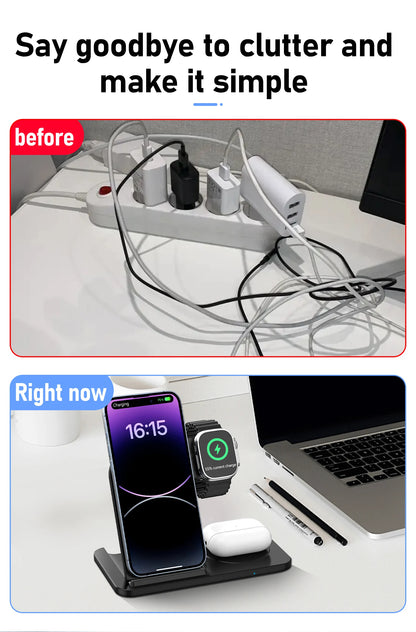 Foldable Wireless Dock for Smartphones and Earbuds 3-in-1