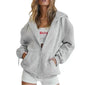 Women's Cotton Blend Hooded Sweatshirt With Zipper And Drawstring Pocket Long Sleeve